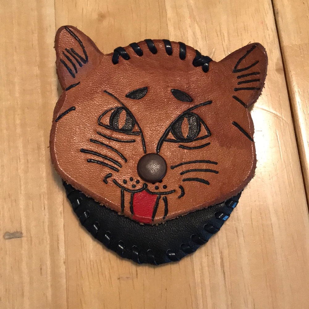 Leather Cat/Tiger Coin Purse